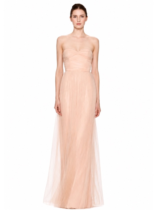 Revelry Dresses & Skirts - Reverly Blush Tulle Illusion Neckline Evening Gown